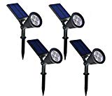 Falove Solar Spotlight,2-in-1 LED Wall/Landscape Solar lights, 270° Adjustable Waterproof Outdoor Landscape Lights for Tree, Driveway, Yard, Lawn, Pathway, Garden (4PCS)