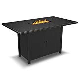 Ashley Furniture Signature Design – Perrymount Outdoor Rectangular Fire Pit Bar Table  – Plank Effect Styling – Storage Doors – Stainless Steel Burner with Glass Beads – Brown Review