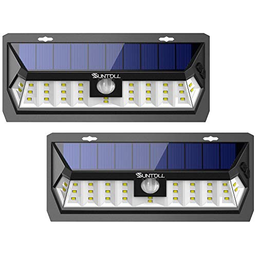 SUNTOLL Solar Lights Outdoor, 30 LED Solar Lights with 270° Wide Lighting Angle, Wireless Motion Sensor Solar Lights, IP65 Waterproof Security Solar Lights for Yard, Garage, Porch, Pathway(2 Pack)