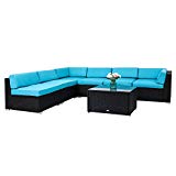 Kinbor 7-Pieces Outdoor Patio PE Rattan Wicker Sofa Sectional Furniture Cushioned Set Inclined Backrest Review