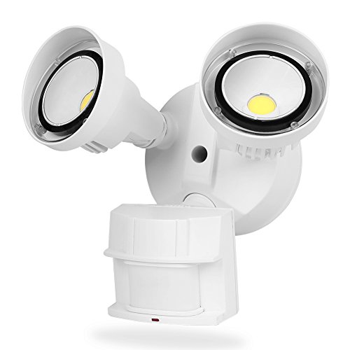 CINOTON 20W LED Security Lights Motion Outdoor,Infrared Motion Sensor Outdoor Flood Lights, 2 Head, Crystal White Glow 5000K Adjustable Dual Head
