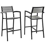 Modway Maine Aluminum Outdoor Patio Bar Stools in Brown Gray - Set of 2 Modway Maine Aluminum Outdoor Patio Bar Stools in Brown Gray - Set of 2