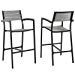 Modway Maine Aluminum Outdoor Patio Bar Stools in Brown Gray - Set of 2