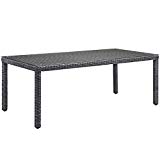 Modway Summon Rectangle Outdoor Patio Glass Top Dining Table, 83″, Espresso For Sale
