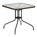 Flash Furniture 28'' Square Tempered Glass Metal Table with Dark Brown Rattan Edging