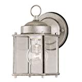 Westinghouse 6468400 One-Light Exterior Wall Lantern, Antique Silver Finish on Steel with Clear Glass Panels For Sale
