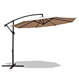 PATIOROMA 10 Ft Offset Umbrella Outdoor Hanging Cantilever Umbrella Crank Cross Base, 8 Steel Ribs, Beige PATIOROMA 10 Ft Offset Umbrella Outdoor Hanging Cantilever Umbrella Crank Cross Base, 8 Steel Ribs, Beige