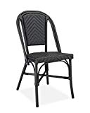 Cheap Table in a Bag CBCBB All-Weather Wicker French Café Bistro Chair with Aluminum Frame, Black