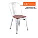Industrial Metal with Wood Seat Dining Modern Bistro Cafe Stackable Side Chair, Set of 4 White