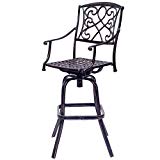 COSTWAY Bar Table and Stool Set Cast Aluminum Vintage Retro Design Patio Outdoor Garden Bistro Furniture Set (Copper Bar Stool) Review
