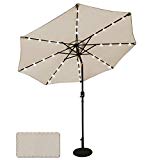 ABCCANOPY 9 FT Solar Powered Patio Umbrella 32LED Lights Solar Umbrella with Tilt and Crank (Light Beige-1) Review