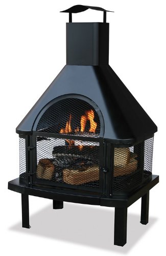 Blue Rhino 360 Degree Uni-Flame Outdoor Patio Firehouse Fire Pit (Black), Metal, Wood Grate Review