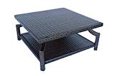 Dola Patio Square Coffee Table Double Dark Espresso Brown Wicker Measuring 35 x 35 x 16-Inches. Patio Furniture Coffee Table With 2 Shelves (Dark Brown) Review