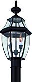 Luxury Colonial Outdoor Post Light, Large Size: 21″H x 11″W, with Tudor Style Elements, Versatile Design, High-End Black Silk Finish and Beveled Glass, UQL1148 by Urban Ambiance For Sale