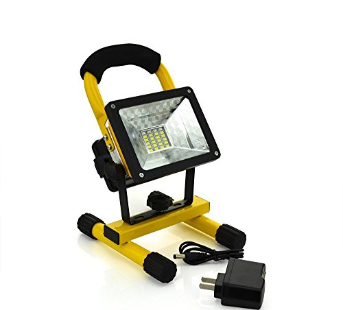 WindFire Portable Rechargeable Cordless 24 LEDs (20 White + 2 Blue +2 RED) 4 Modes 30W 2400LM CREE XM-L LED RGB Work Light Flood Light - Durable Waterproof Emergency Light w/ 360 Degree Rotating Stand 1/2/3 X 18650 Battery Powered IP65 Weather Resistant Portable Led Flood Spot Working Light Lamp Flood Lighting Flashlight with Direct Charger for Working Camping Fishing (Battery not included)