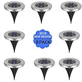 Cheap KINGMAZI Solar Ground Lights, 8 LED Garden Pathway Outdoor in-Ground Lights, utdoor Garden Pathway Waterproof in-Ground Driveway Lawn Walkway Flood Lights 8 LEDs Disk Lights 8 Pack (Warm White)
