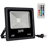 LTE 30W RGB LED Flood Lights,IP66 Waterproof Outdoor Color Changing LED Security Light with 360 Degree Remote Control,16 Colors 4 Modes Dimmable Wall Washer Light with US 3-Plug
