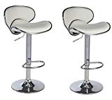 Cheap Duhome 2 PCS Synthetic Leather Saddle Seat Adjustable Swivel Bar Stool Kitchen Counter Height Chairs (White)