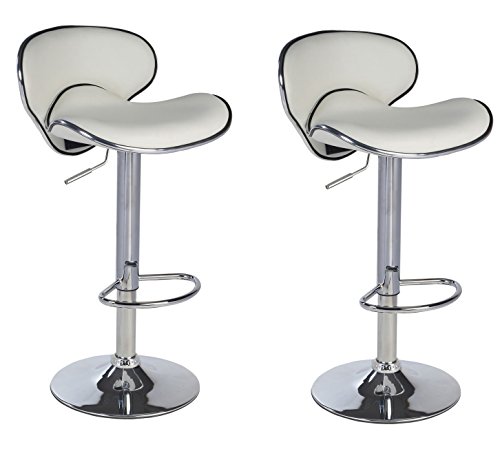 Cheap Duhome 2 PCS Synthetic Leather Saddle Seat Adjustable Swivel Bar Stool Kitchen Counter Height Chairs (White)