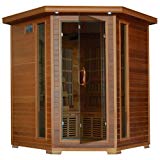 Radiant Saunas BSA1320 4 Person Cedar Corner Infrared Sauna, 3-4, Dark Woodgrain