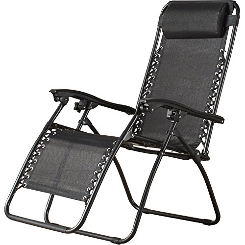 Sol Maya (1) Zero Gravity Recliner Infinity Lounge Patio Pool Yard Beach Chair 1pc Chair (Black) For Sale