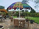 Hare Krishna Indian Garden Parasol Large Outdoor Sun Shade Cotton Sun Umbrella 70 x 90 Inches