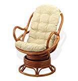 Cheap Lounge Swivel Rocking Chair ECO Natural Handmade Rattan Wicker with Cushions Color Cognac