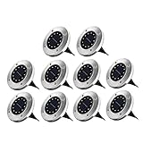 Solar Ground Lights, WZTO 10 Pack Solar Garden Lights Outdoor Solar Powered Waterproof Upgraded 12 LED in-Ground Lights for Pathway, Driveway, Deck, Hallway, Lawn, Landscape Lighting -Warm White For Sale