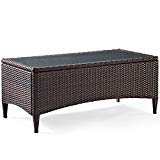 Crosley Furniture Kiawah Outdoor Wicker Table with Glass Top – Brown Review