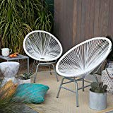 All-Weather Wicker Sun Chair Set of 2 in White and Gray Finish For Sale All-Weather Wicker Sun Chair Set of 2 in White and Gray Finish For Sale