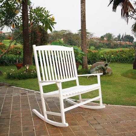 Patio Outdoor Rocking Chair White 2 Seat Pool Porch Deck Review