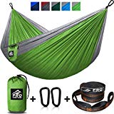 Double Camping Hammock – XL Hammocks, Free Premium Straps & Carabiners – Lightweight and Compact Parachute Nylon. Backpacker Approved and Ready for Adventure! 10×6.5FT For Sale