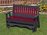 Cheap 4FT-CHERRYWOOD-POLY LUMBER Mission Porch GLIDER Heavy Duty EVERLASTING PolyTuf HDPE – MADE IN USA – AMISH CRAFTED