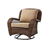 Hampton Bay Beacon Park Wicker Outdoor Swivel Lounge Chair with Toffee Cushions