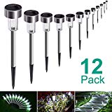 Benewell Solar Garden Lights Outdoor 12 Pack, Solar Powered Pathway Lights, Outdoor Landscape Light for Lawn/Patio/Yard/Walkway/Driveway (Stainless Steel, White)
