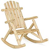 Giantex Log Rocking Chair Wood Porch Rocker Lounge Patio Deck Balcony Furniture Rustic Single Rocker Natural For Sale