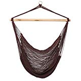 Finether Mesh Hammock Chair Swing, Netted Swing Chair Swing Seat Rope Hanging Chair for Any Indoor or Outdoor Spaces, 300 lbs Weight Capacity, Dark Brown For Sale