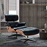 Mid Century Lounge Chair with Ottoman,Modern Classic Design,Palisander Wood Natural Leather,Heavy Duty Base Support for Living Room(Black Palisander) Review
