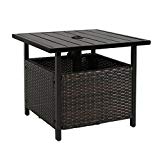 Iwicker Patio PE Wicker Umbrella Side Table Stand, Outdoor Bistro Table With Umbrella Hole For Sale