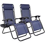Homall Zero Gravity Chair Patio Lounge Chair Patio Recliner for Indoor Outdoor with Cup Holder(Blue Set of 2) For Sale