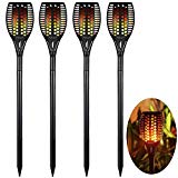 Sumaote Solar Torch Lights for Halloween Christmas, Garden Path Light 96 LED Dancing Flame Lighting Flickering Tiki Torch Waterproof Wireless Landscape Lights Dusk to Dawn Auto On/Off, 4 Pack