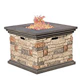 Christopher Knight Home 296587 Deal Furniture | Crawford | Outdoor Square Propane Fire Pit with, Stone Review