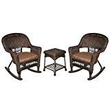 Jeco 3pc Wicker Rocker Chair Set in Espresso with Brown Cushion Review