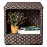 Abba Patio Outdoor Wicker Patio Square End Table Side Table with Storage, 16”W x 16”D x 16.1”H