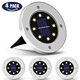 Solar Disk Lights,ATOOZ in Ground Lights 8LED 4Pcs Landscape Lights Waterproof Dark Sensing Solar Pathway Lights Outdoor for Lawn Pathway Yard(Warm White) For Sale