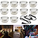 Sumaote Low Voltage LED Deck Light Kit Φ1.85″ Waterproof Recessed Deck Lamp LED in-Ground Lights for Step Stairs Outdoor Garden Yard Patio Landscape Decor Warm White, Pack of 10