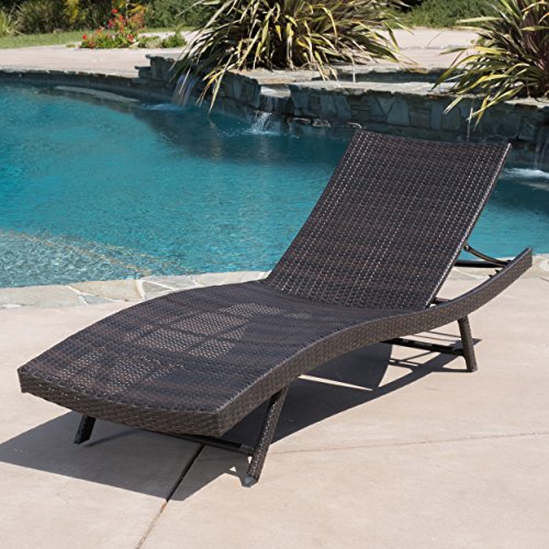Eliana Outdoor Single Brown Wicker Chaise Lounge
