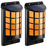 TomCare Solar Lights Waterproof Flickering Flames Wall Lights Outdoor Dark Sensor Auto On/Off Solar Powered Wall Mounted Night Lights Lattice Design Garden Pathway Door Patio Deck Yard Driveway(2) For Sale