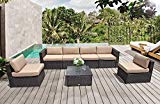 Cheap PATIOROMA 7 Piece Patio Conversation Set, Outdoor PE Wicker Rattan Sectional Furniture Sofa Set with Beige Seat and Back Cushions, Steel Frame, Espresso Brown Cheap PATIOROMA 7 Piece Patio Conversation Set, Outdoor PE Wicker Rattan Sectional Furniture Sofa Set with Beige Seat and Back Cushions, Steel Frame, Espresso Brown