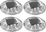 (4 Pack) Solar White LED Round Polycarbonate Road Stud Deck Dock Path Light For Sale